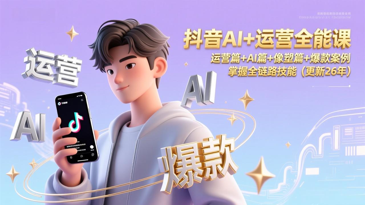抖音AI+运营全能课，运营篇+AI篇+像塑篇+爆款案例，掌握全链路技能(更新26年-智联创客