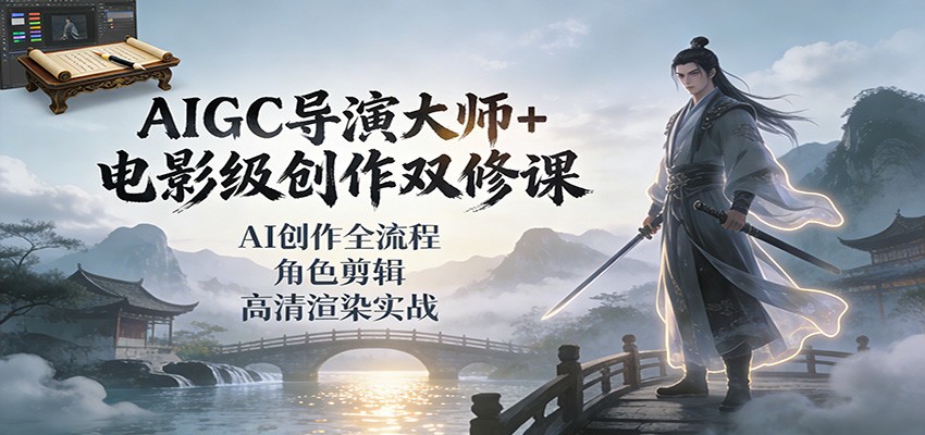 AIGC导演大师+电影级创作双修课：AI创作全流程、角色剪辑、高清渲染实战-智联创客