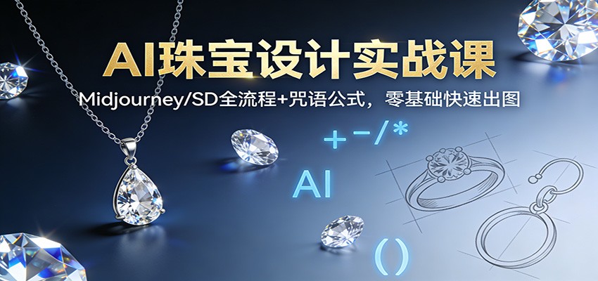 AI珠宝设计实战课：Midjourney/SD全流程+咒语公式，零基础快速出图-智联创客