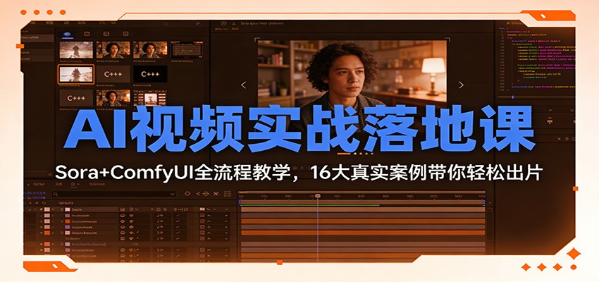 AI视频实战落地课：Sora+ComfyUI全流程教学，16大真实案例带你轻松出片-智联创客