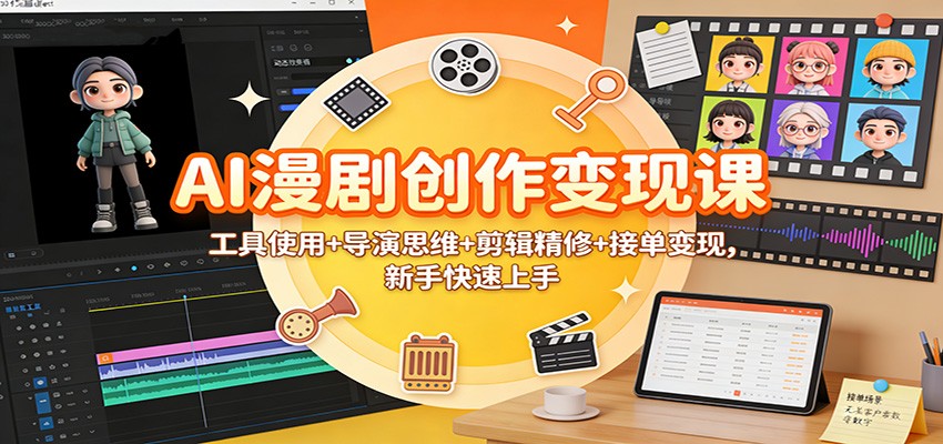 AI漫剧创作变现课：工具使用+导演思维+剪辑精修+接单变现，新手快速上手-智联创客