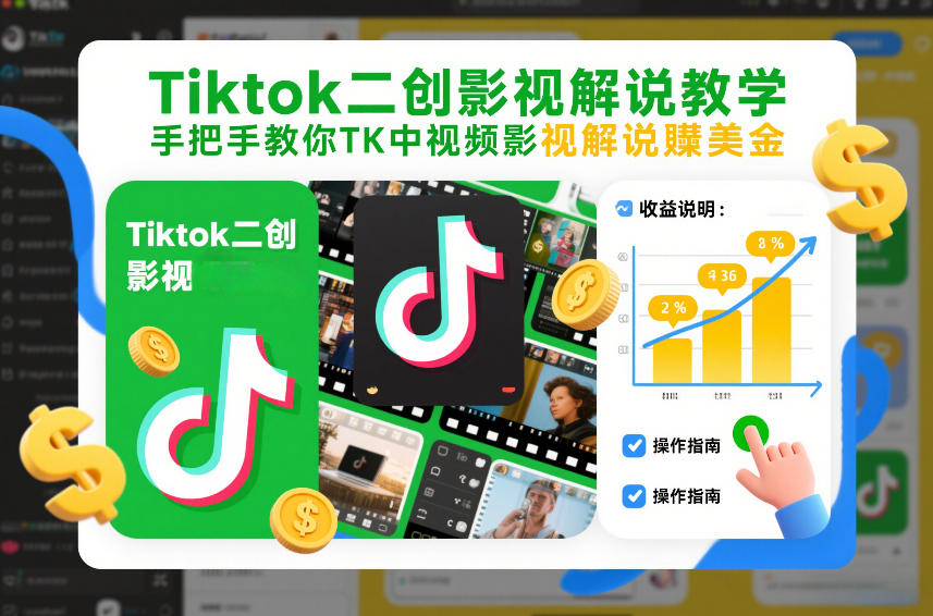 Tiktok二创影视解说教学,手把手教你TK中视频影视解说賺美金(更新26年1月)-智联创客