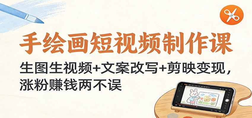 手绘画短视频制作课:生图生视频+文案改写+剪映变现,涨粉赚钱两不误-智联创客