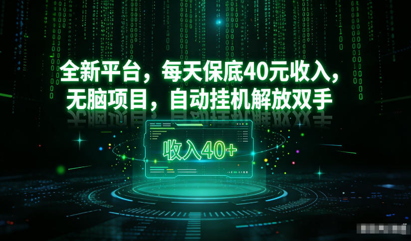 最新看广平台，每天保底30-4米，无脑项目，自动挂G解放双手【揭秘】-智联创客