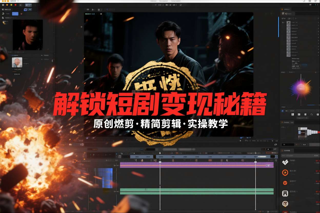 短剧拉新之原创燃剪精简剪辑实操课,解锁短剧变现秘籍-智联创客