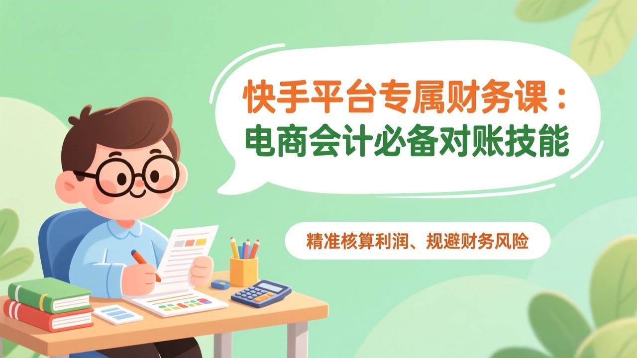 快手平台专属财务课：电商会计必备对账技能，精准核算利润、规避财务风险-智联创客