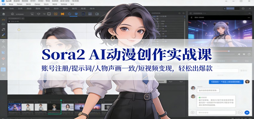 Sora2 AI动漫创作实战课：账号注册/提示词/人物声画一致/短视频变现，轻松出爆款-智联创客