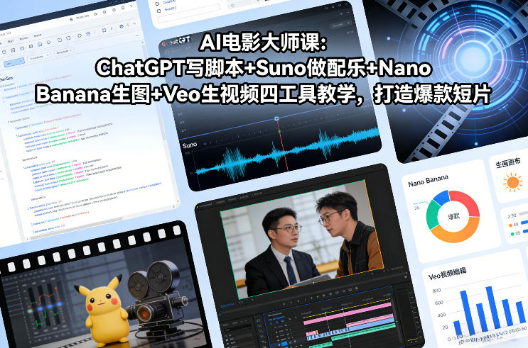 AI电影大师课：ChatGPT写脚本+Suno做配乐+Nano Banana生图+Veo生视频，打造爆款短片-智联创客