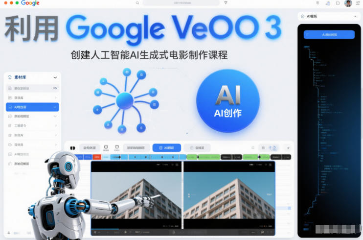 利l用Google Veo 3创建人工智能AI生成式电影制作课程，使用人工智能的力量创建令人惊叹的视频-智联创客