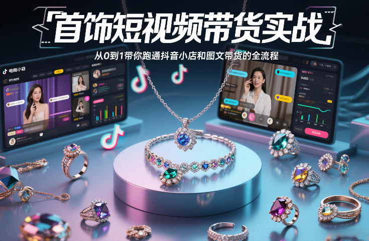 首饰短视频带货实战,从0到1带你跑通抖音小店和图文带货的全流程-智联创客