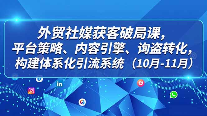 外贸 社媒获客破局课，平台策略、内容引擎、询盘转化，构建体系化引流系统(10月-11月-智联创客