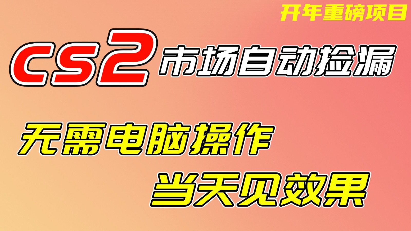 CS2市场挂机项，无需电脑操作，无需进入游戏，当天见效果，支持任何形式验证-智联创客