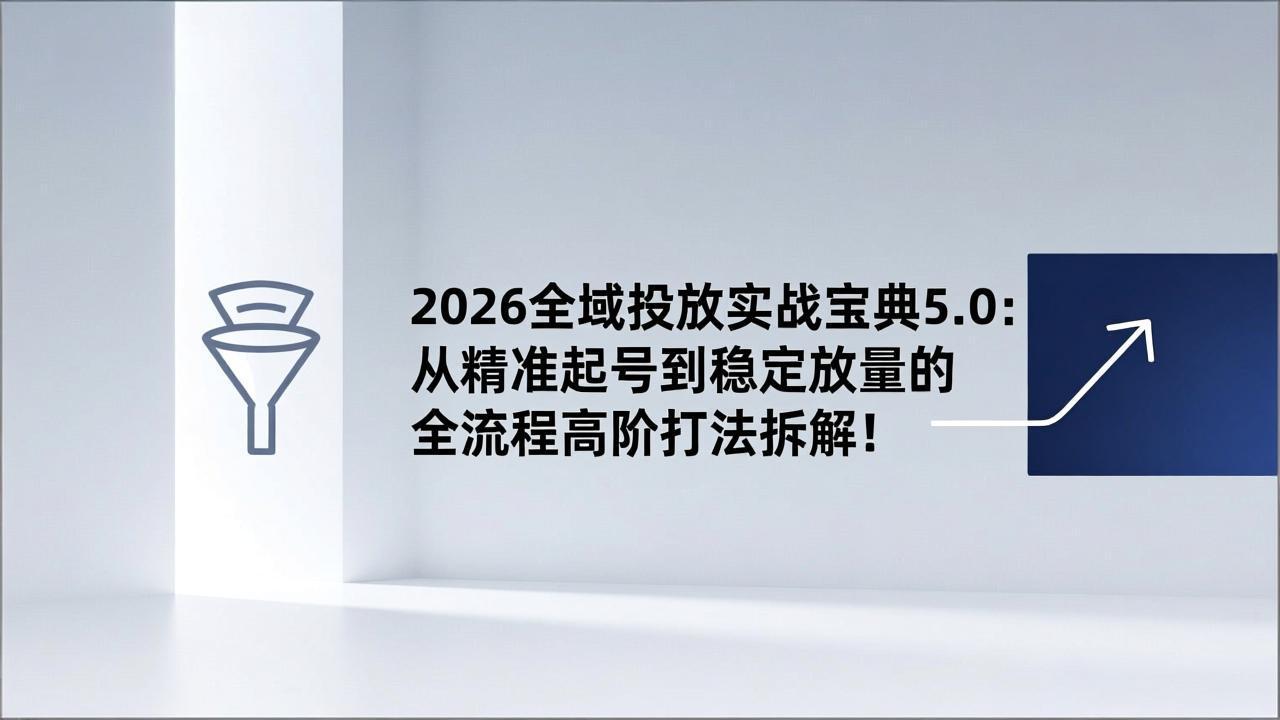 2026全域投放实战宝典5.0:从精准起号到稳定放量的全流程高阶打法拆解!-智联创客