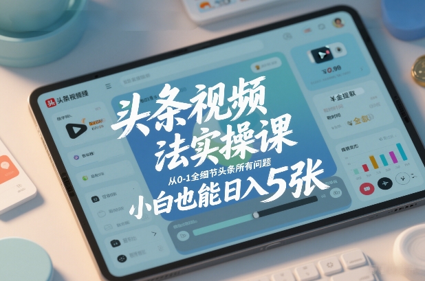 头条视频玩法实操课,从0-1全细节头条所有问题,小白也能日入5张-智联创客