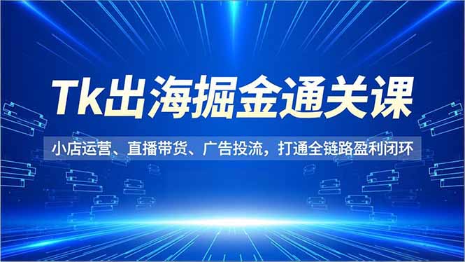 Tk出海掘金通关课，小店运营、直播带货、广告投流，打通全链路盈利闭环-智联创客