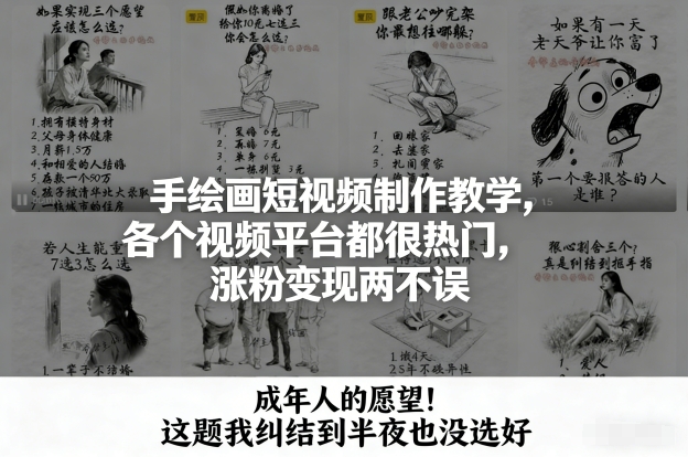 手绘画短视频制作教学，各个视频平台都很热门，涨粉变现两不误-智联创客