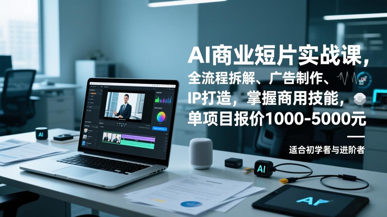 AI商业短片实战课，全流程拆解、广告制作、IP打造，掌握商用技能，单项目报价1000-5000元-智联创客