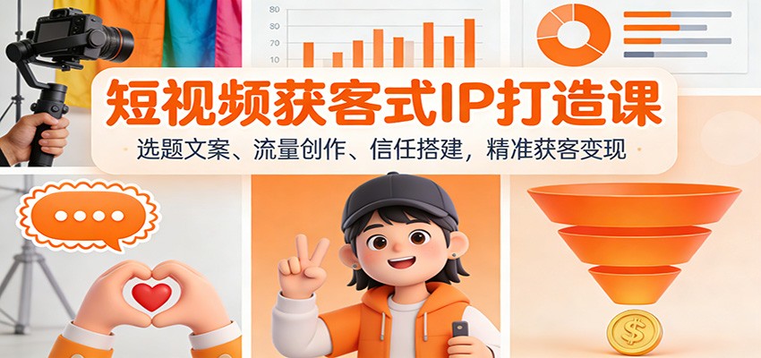 短视频获客式IP打造课：选题文案、流量创作、信任搭建，精准获客变现-智联创客