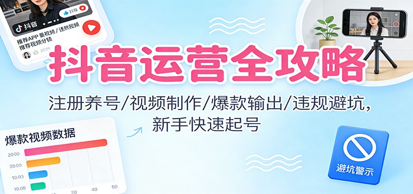 抖音运营全攻略：注册养号/视频制作/爆款输出/违规避坑，新手快速起号-智联创客