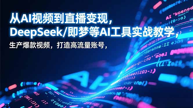 从AI视频到直播变现，DeepSeek/即梦等AI工具实战教学，生产爆款视频，打造高流量账号-智联创客