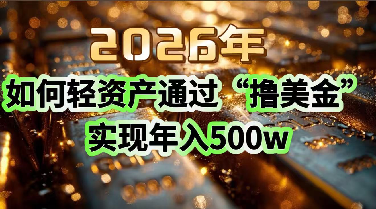 2026年如何轻资产通过“撸美金”实现年入500w-智联创客
