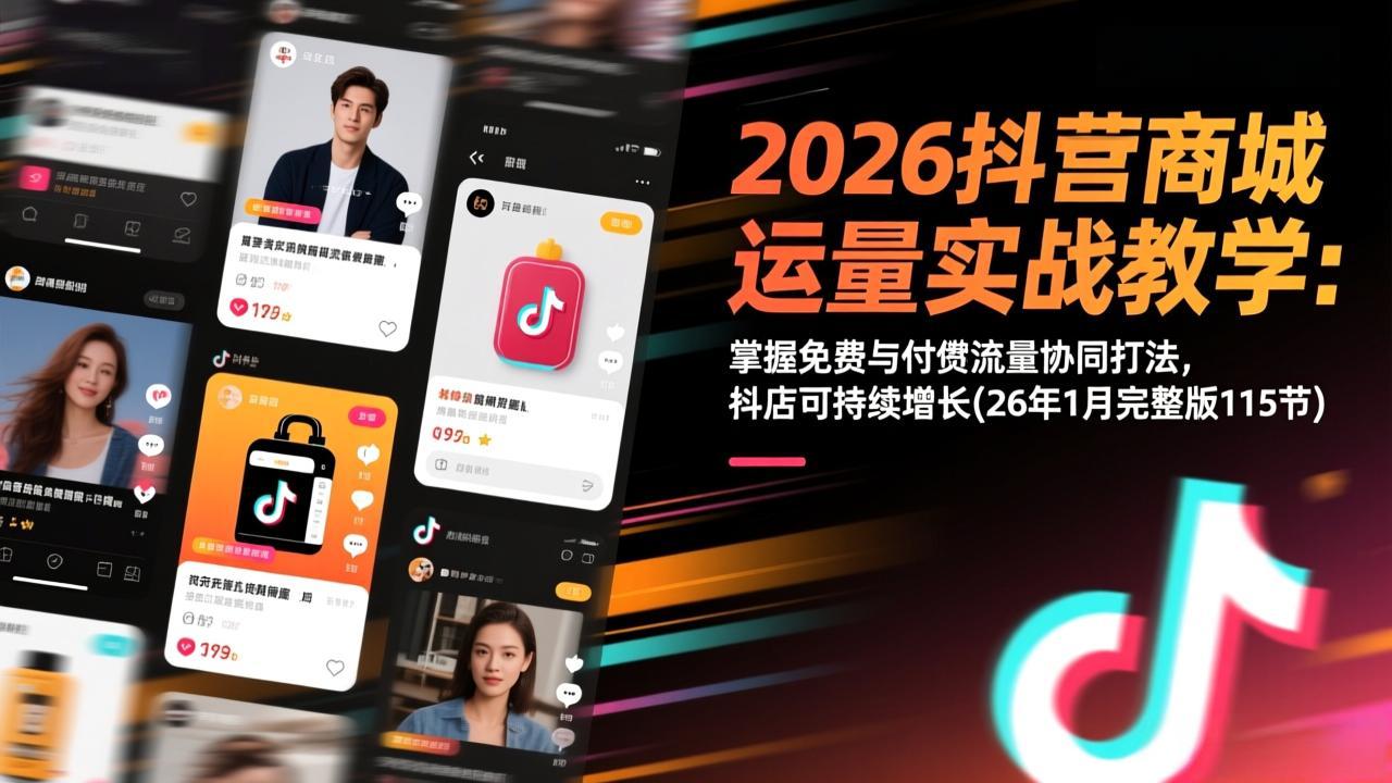 2026抖音商城运营实战教学：掌握免费与付费流量协同打法，抖店可持续增长(26年1月完整版115节-智联创客