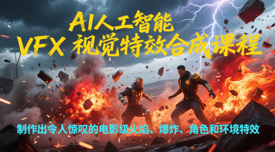AI人工智能VFX视觉特效合成课程，制作出令人惊叹的电影级火焰、爆炸、角色和环境特效-智联创客