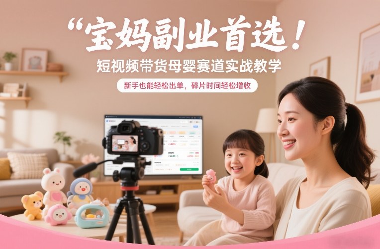 宝妈副业首选！短视频带货母婴赛道实战教学，新手也能轻松出单，碎片时间轻松增收-智联创客
