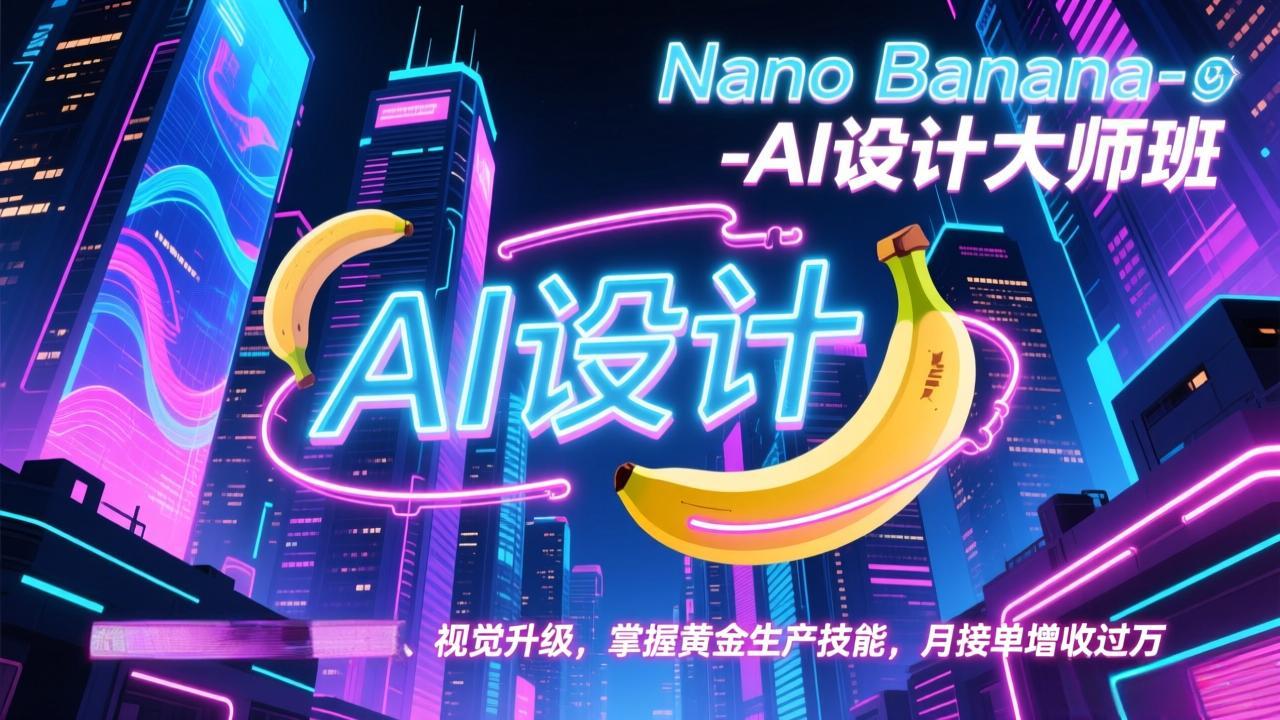 Nano Banana-AI设计大师班,修图合成、广告创作、视觉升级,掌握黄金生产技能,月接单增收过万-智联创客