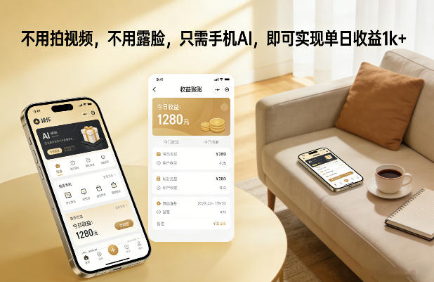 不用拍视频，不用露脸，只需手机AI，即可实现单日收益1k+【揭秘】-智联创客