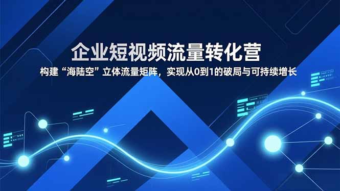 企业短视频流量转化营，构建“海陆空”立体流量矩阵，实现从0到1的破局与可持续增长-智联创客