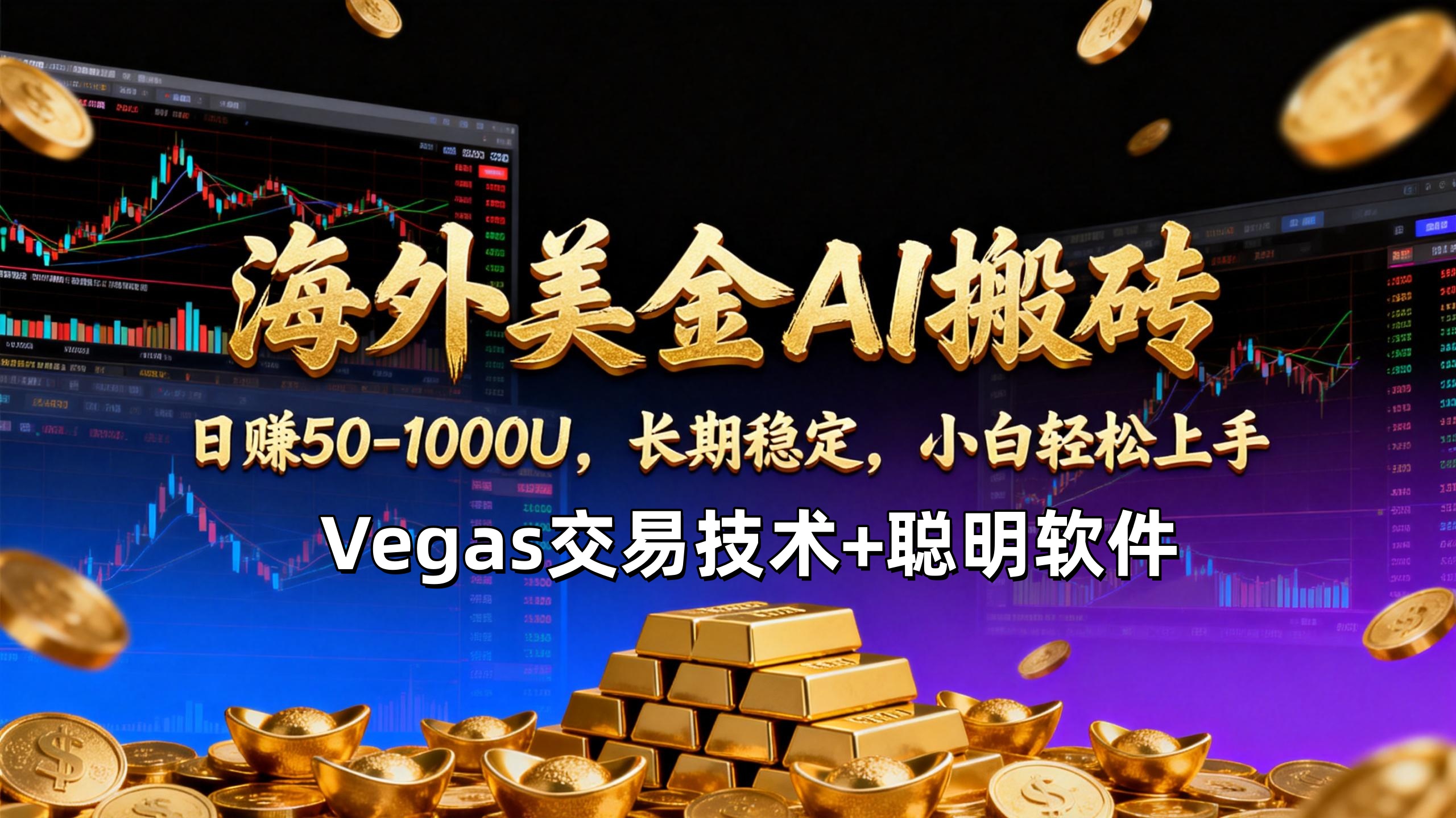 【海外美金AI搬砖】Vegas交易技术+聪明软件，日赚50-1000U，长期稳定，小白轻松上手。-智联创客