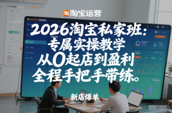 2026淘宝私家班：专属实操教学，从0起店到盈利，全程手把手带练-智联创客