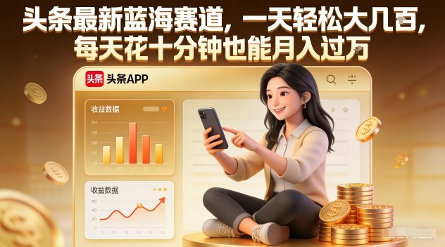 头条最新蓝海赛道，一天轻松大几张，每天花十分钟也能月入过1W【揭秘】-智联创客