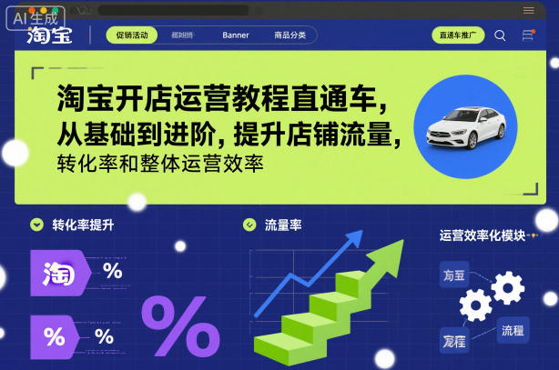 淘宝开店运营教程直通车，从基础到进阶，提升店铺流量，转化率和整体运营效率(更新26年1月)-智联创客