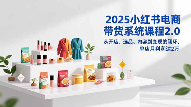 2025小红书电商带货系统课程2.0，从开店、选品、内容到变现的闭环，单店月利润达2万-智联创客