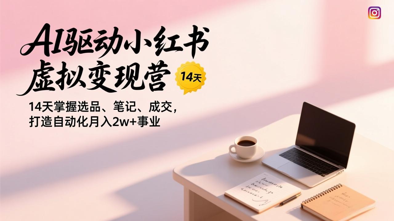 AI驱动小红书虚拟变现营，14天掌握选品、笔记、成交，打造自动化月入2w+事业-智联创客