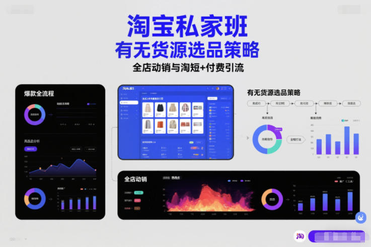 淘宝私家班，有无货源选品策略，高成功率爆款全流程打法，全店动销与淘短+付费引流(更新)-智联创客
