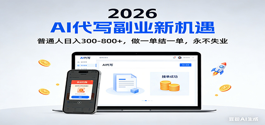 2026 副业首选！AI 代写日入 300-800，普通人0门槛，做一单结一单！-智联创客