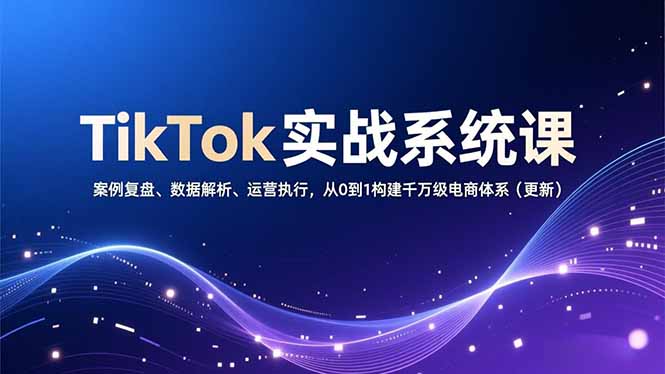 TikTok实战系统课，案例复盘、数据解析、运营执行，从0到1构建千万级电商体系(更新-智联创客