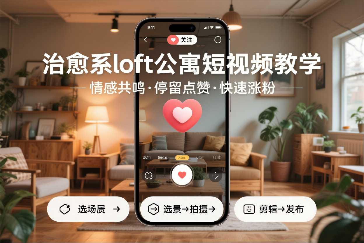 治愈系loft公寓短视频制作教学，情感共鸣引停留点赞关注，快速起号涨粉-智联创客