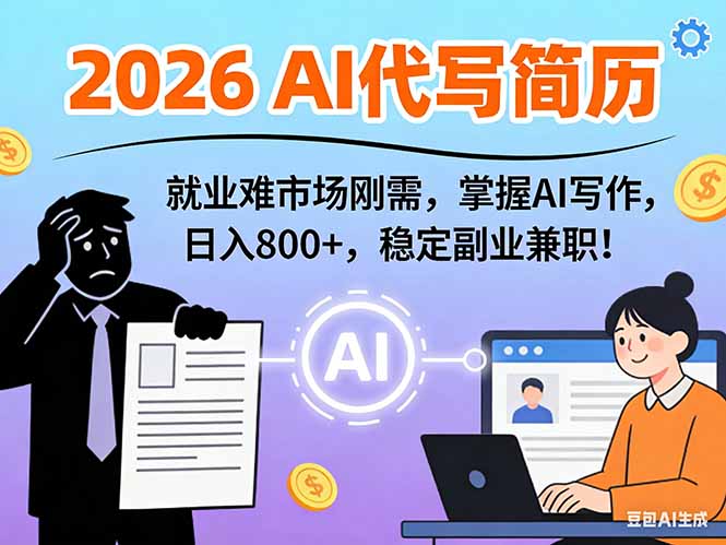 AI代写简历，超暴利，用万能模板月入1-3万实战教程，2026年市场刚需！-智联创客