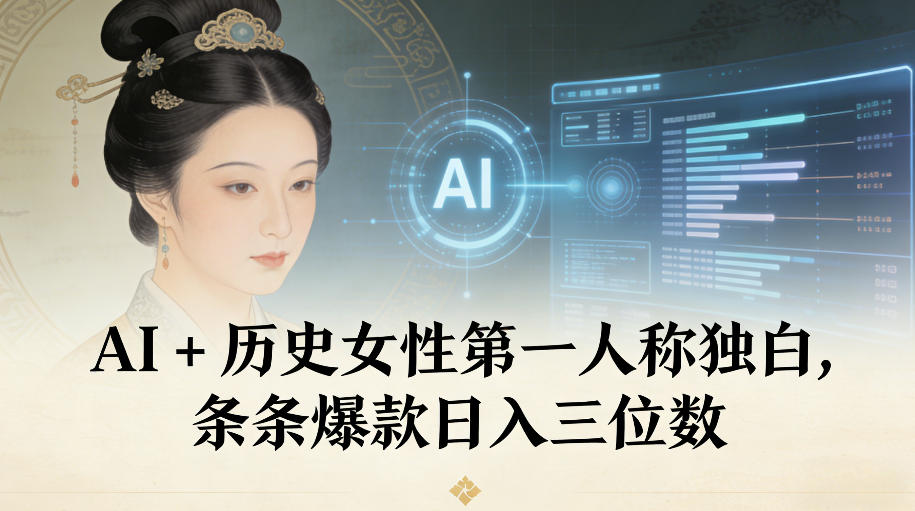 AI+历史女性第一人称独白，条条爆款日入三位数-智联创客