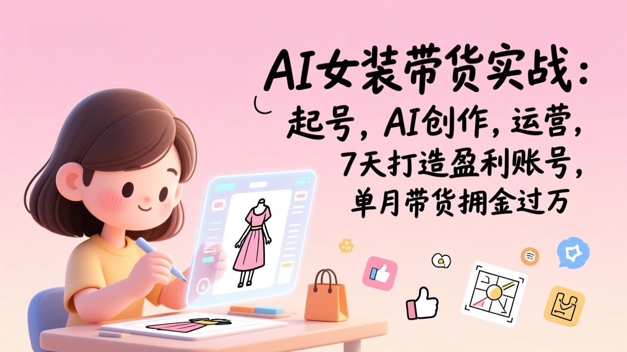 AI女装带货实战：起号，AI创作，运营，7天打造盈利账号，单月带货佣金过万-智联创客