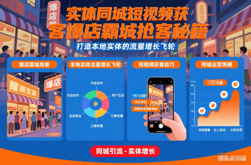 实体同城短视频获客爆店霸城抢客秘籍,打造本地实体的流量增长飞轮-智联创客