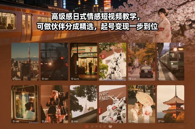 高级感日式情感短视频教学，可做伙伴分成精选，起号变现一步到位-智联创客