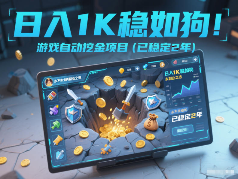 日入1K稳如狗！游戏自动挖金项目(已稳定2年)，永不失业的副业之选【揭秘】-智联创客